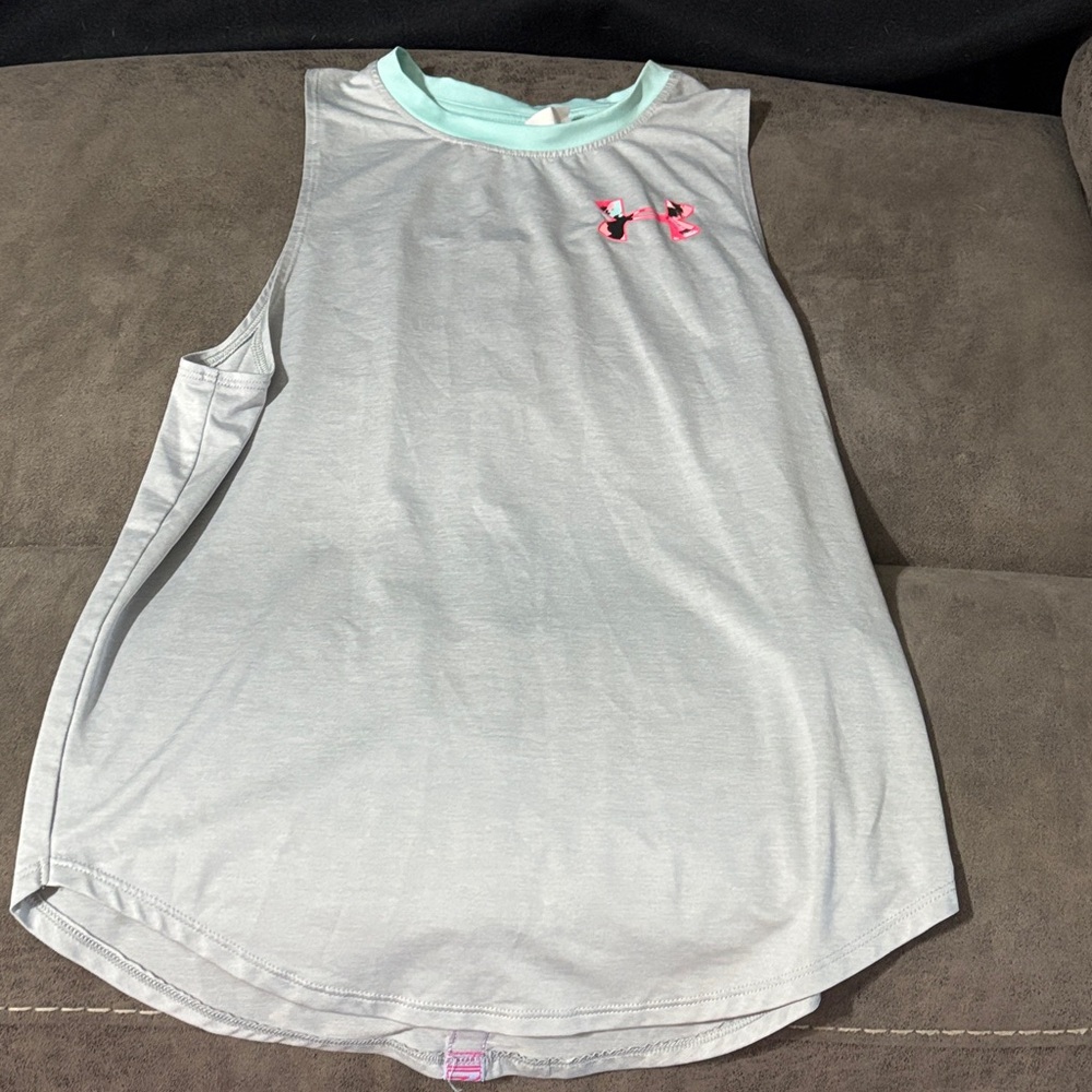 Under Armour Kids Gray and Mint Tank Top